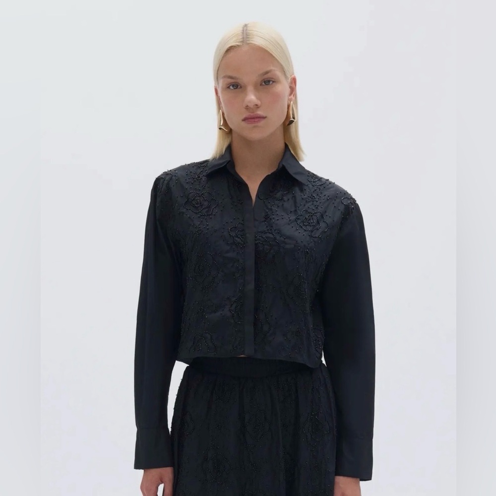 Nocturne Stunning Black Embellished Long Sleeve Blouse NWT Size: S